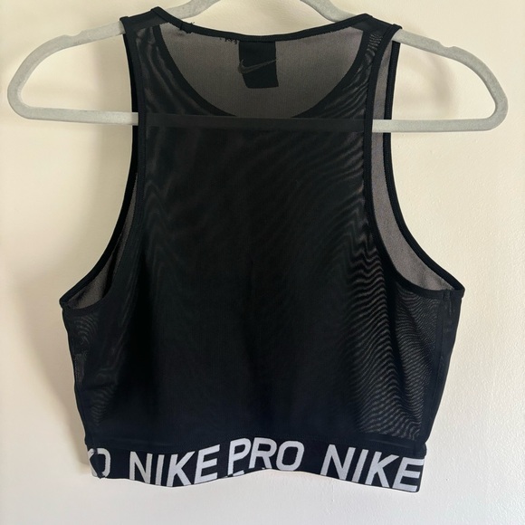 Nike Pro Women's Cropped Sheer Black Mesh Tank Top.  Perfect for Summer.  Medium - Picture 10 of 16